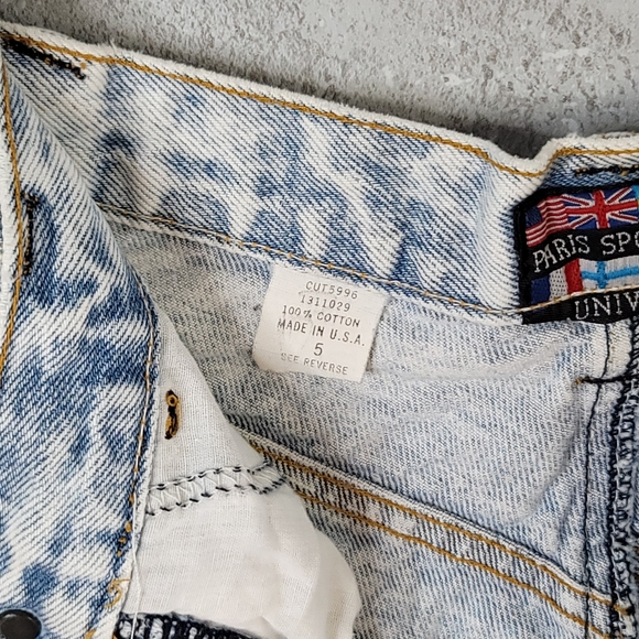 Paris Sport Club Vintage Acid Washed Cut Off Jean Shorts 80's Women's Size 5 - Picture 7 of 14